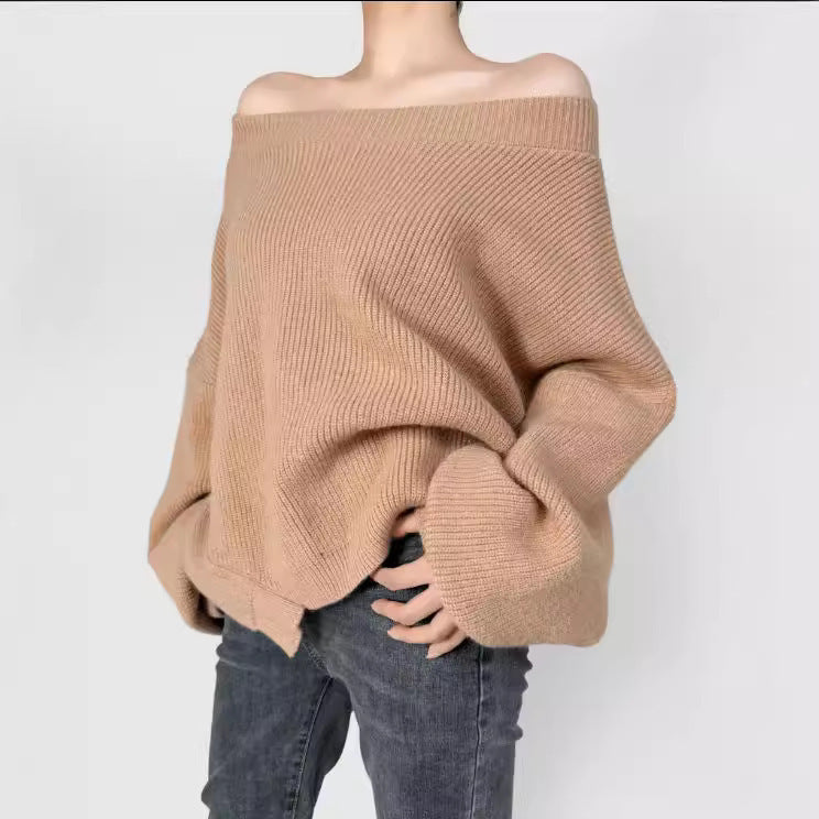 Leisure Slant-shoulder Loose Sweater apparels & accessories