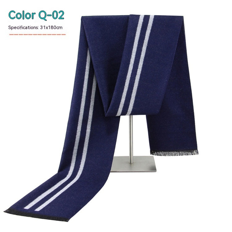 Men's Striped Winter Warm Artificial Cashmere Scarf Men's Scarves