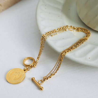 Coin Pendant Toggle clasp 18K Gold-Plated Bracelet apparel & accessories