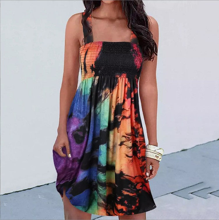 Fashion Printing Sexy Suspenders Dress apparel & accessories