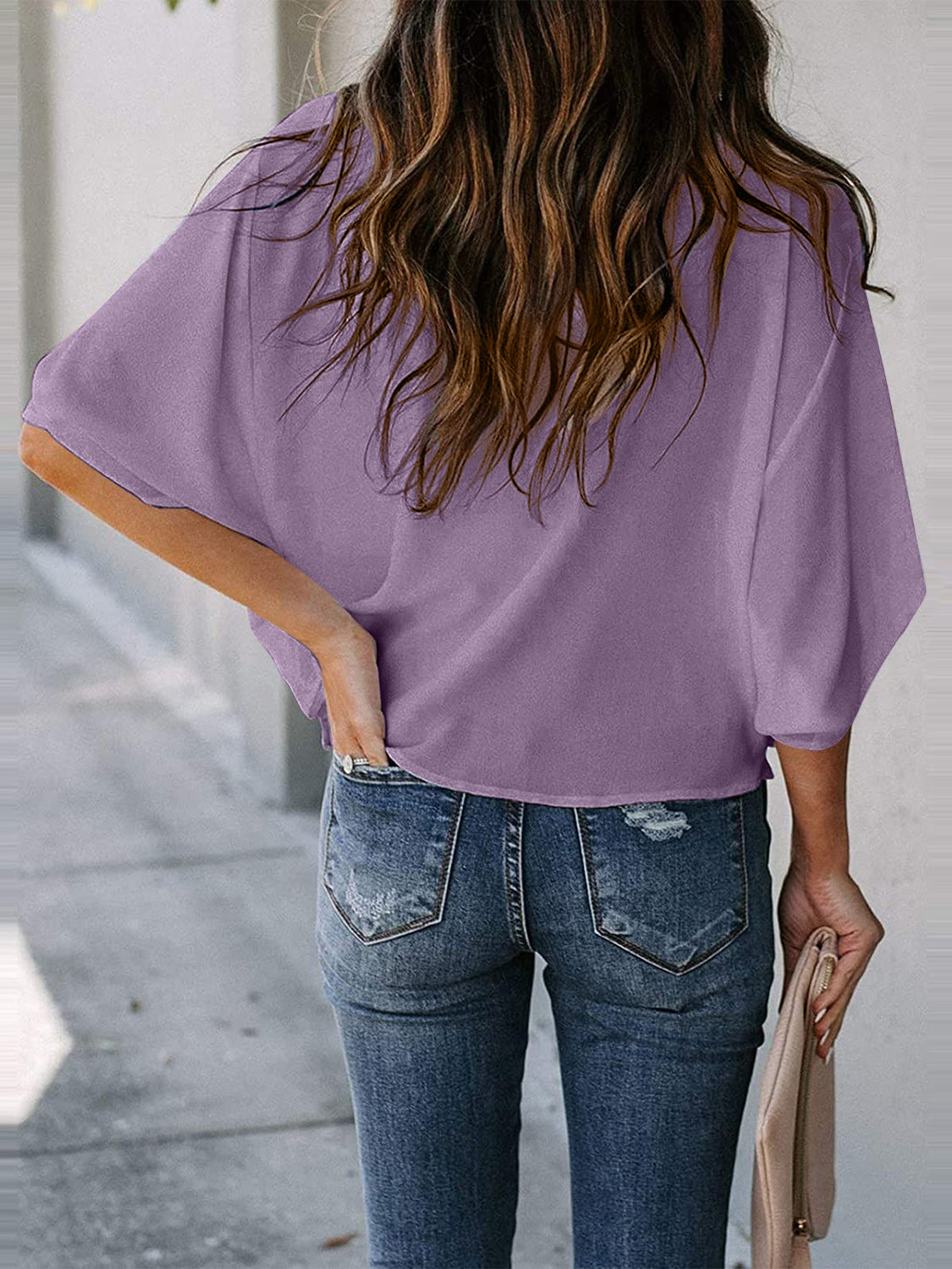 Cowl Neck Three-Quarter Sleeve Blouse apparel & accessories