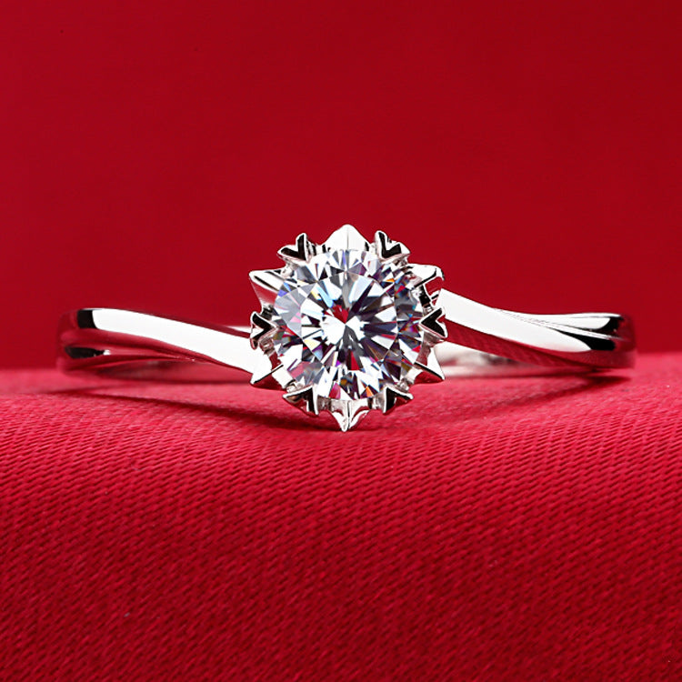 Classic twisted arm snowflake ring sterling silver plated platinum proposal marriage ring Jewelry