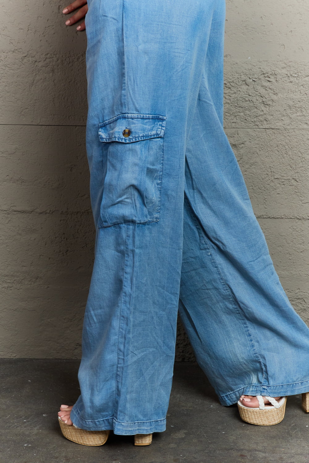 GeeGee Out Of Site Full Size Denim Cargo Pants Bottom wear