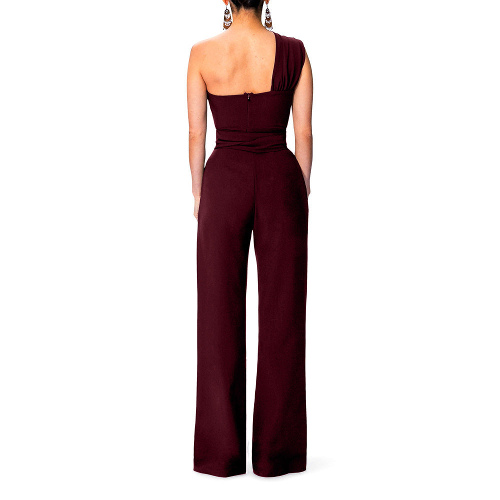 Sloping shoulder unilateral jumpsuit apparel & accessories