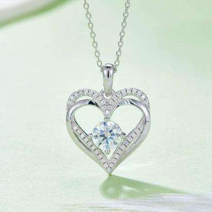 1.2 Carat Moissanite 925 Sterling Silver Heart Necklace apparel & accessories