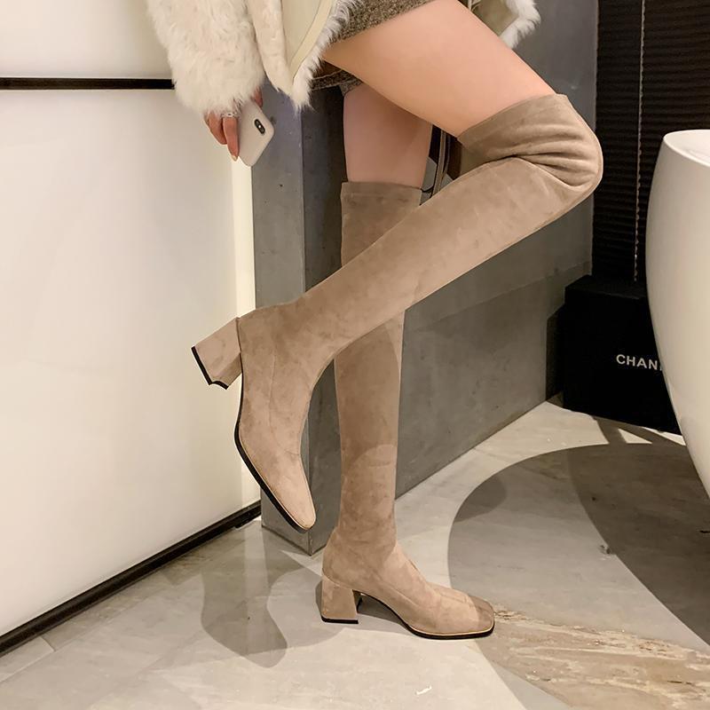 Over The Knee Thick High Heel Boots Shoes & Bags