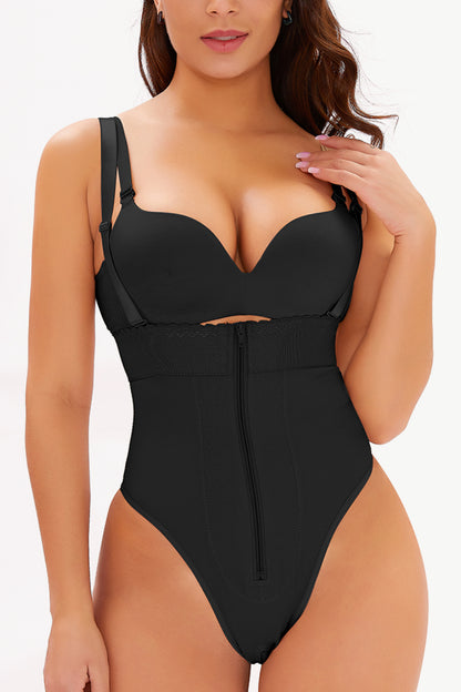 Full Size Adjustable Strap Zip-Up Shaping Bodysuit apparel & accessories