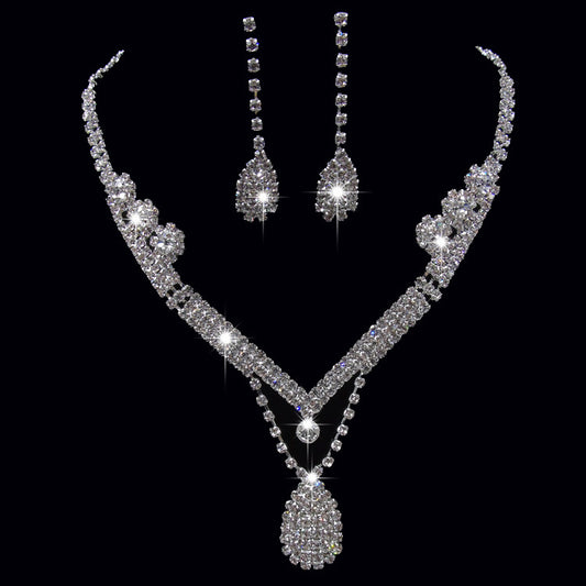 Water Drop Shape Bridal Necklace, Earrings Set Wedding Jewelry Jewelry
