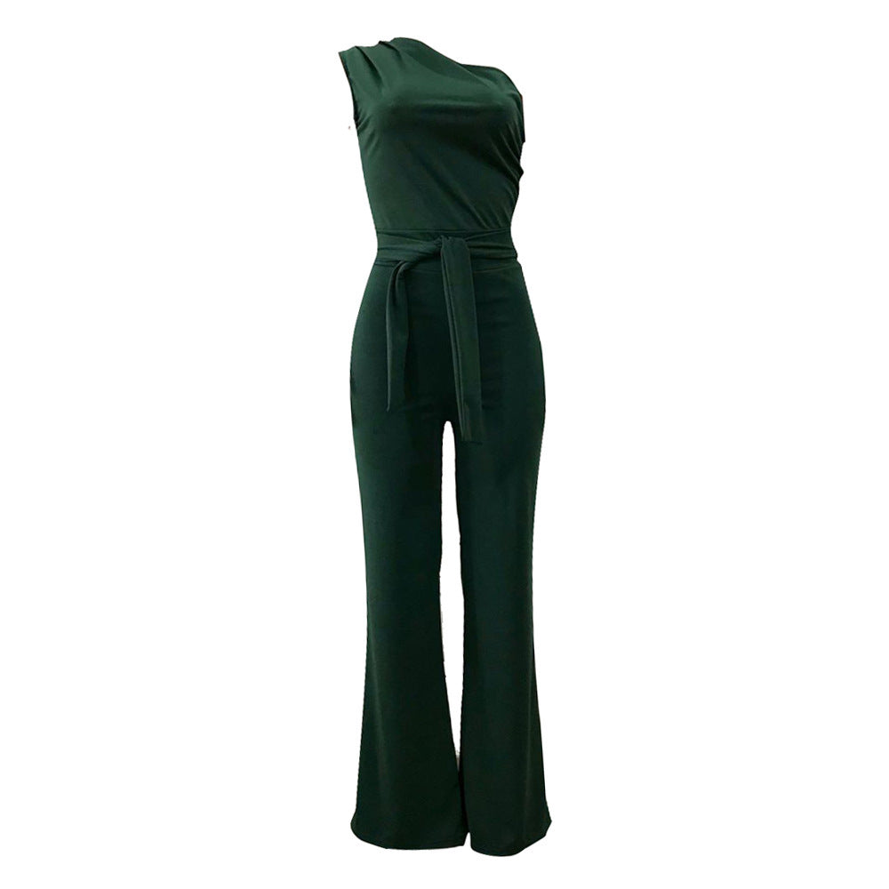 Sloping shoulder unilateral jumpsuit apparel & accessories