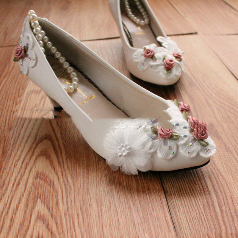 Women's Fashion Decorative Pearl Anklet Wedding Shoes Shoes & Bags