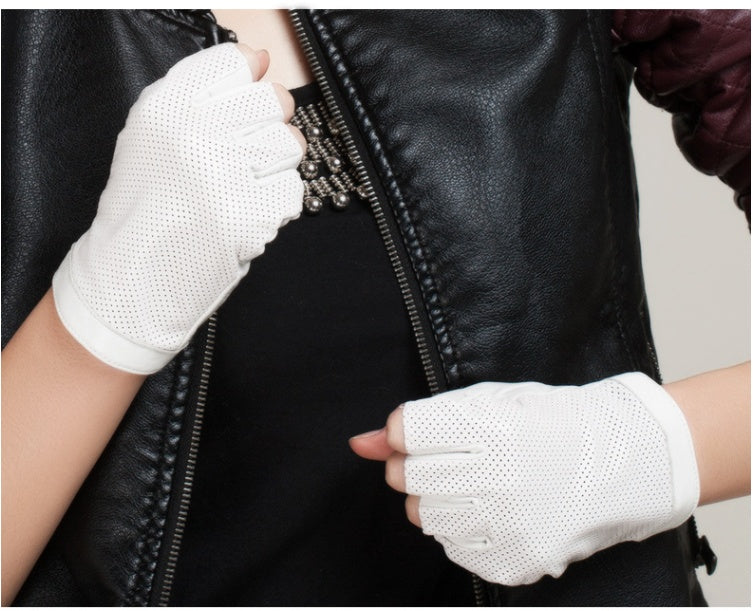 Leather Sheepskin Non-slip Thermal Short Half-finger Gloves apparels & accessories