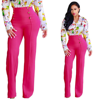 Stylish Slim Personality Double-Breasted Flared Trousers apparel & accessories