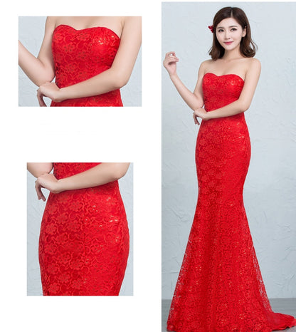 Sequined lace waist fishtail wedding dress apparel & accessories