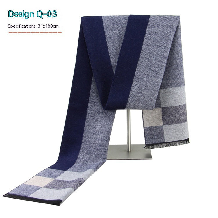 Men's Striped Winter Warm Artificial Cashmere Scarf Men's Scarves