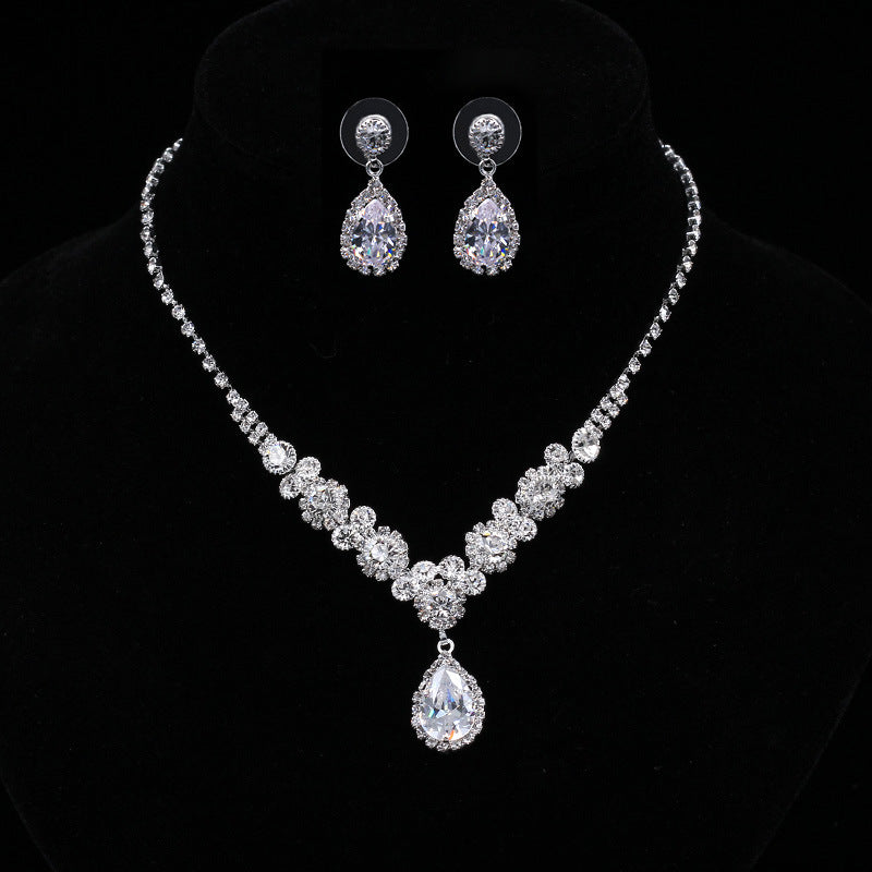 luxury zircon necklace, Earrings 2 sets of beautiful bridal suite Jewelry