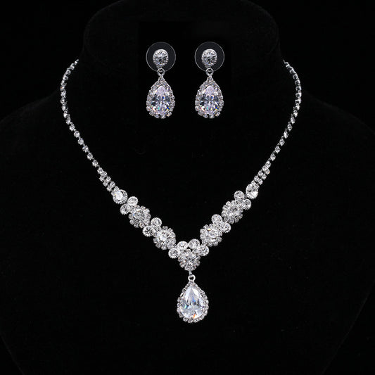 luxury zircon necklace, Earrings 2 sets of beautiful bridal suite Jewelry