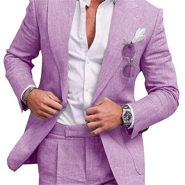 Men's Large Single Row One Button Solid Color Suit Two-piece Set apparel & accessories