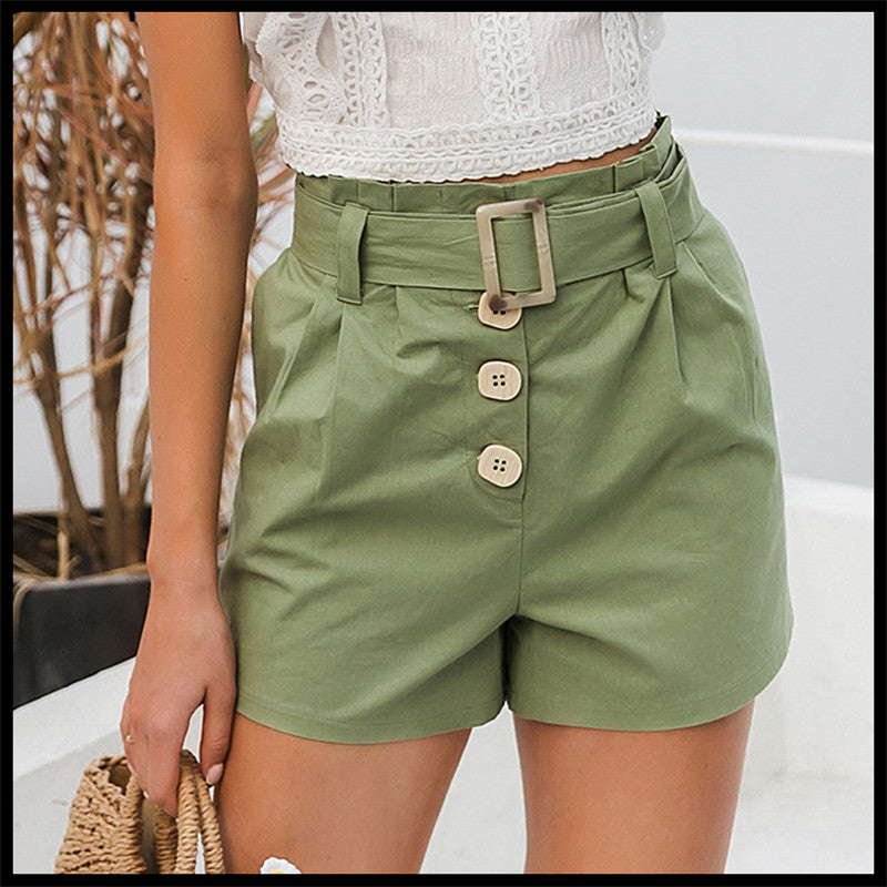 Cotton belt wild all-match high waist casual straight shorts apparel & accessories