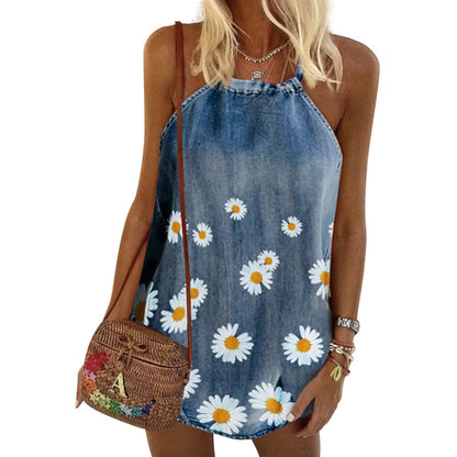 Printed denim camisole HOME