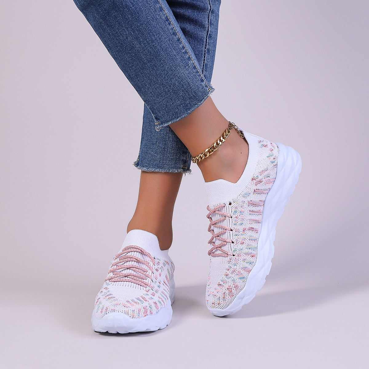 Sports Flying Woven Large Size Women's Pumps Shoes & Bags