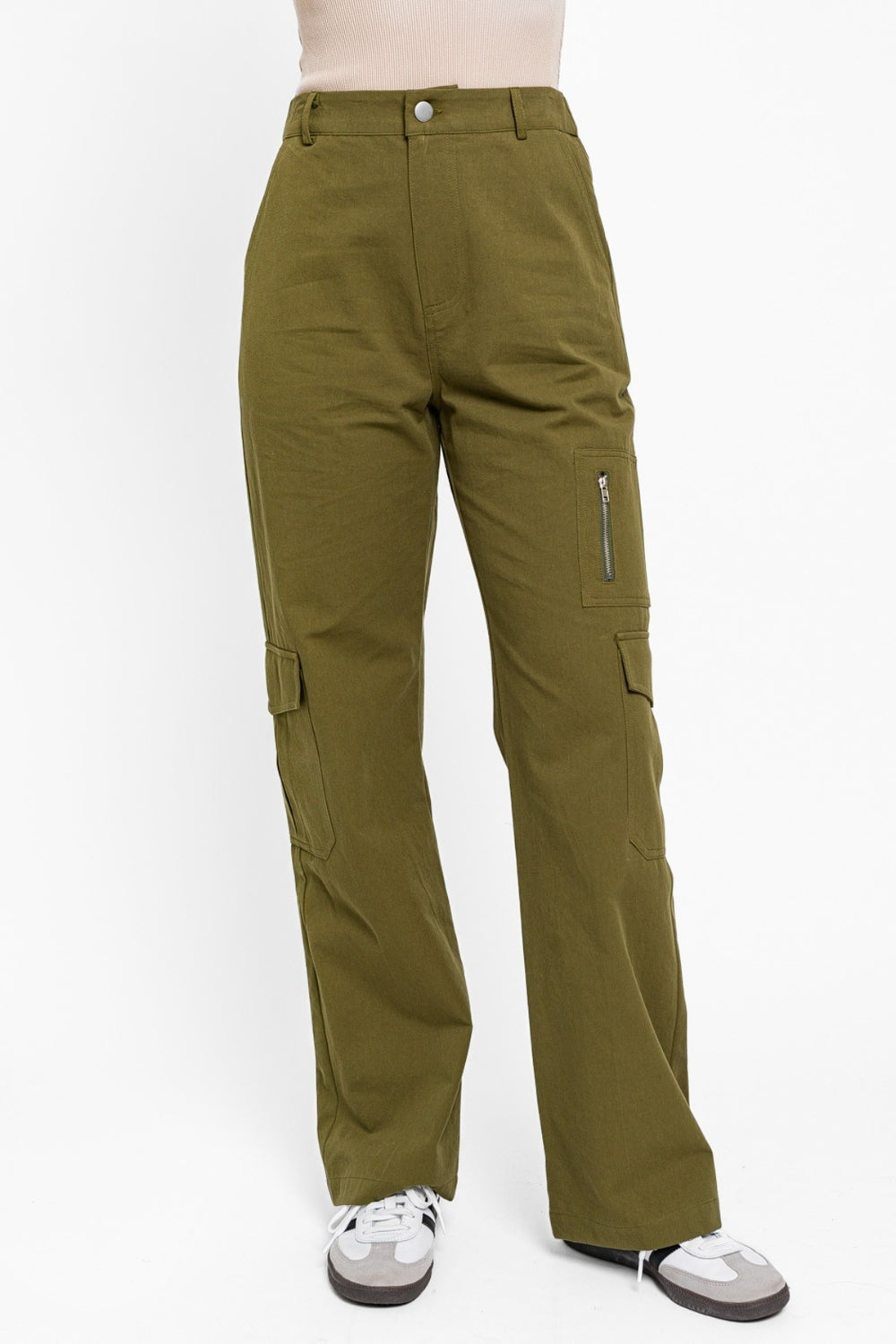 Tasha Apparel High Waisted Wide Leg Cargo Pants with Pockets Bottom wear