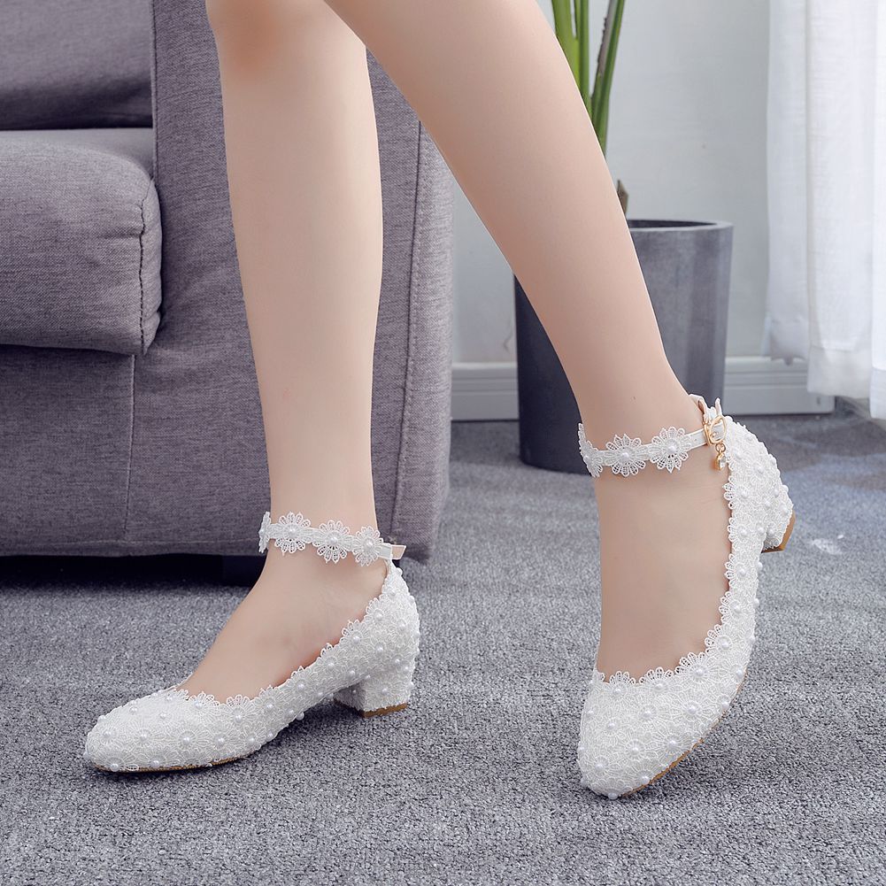 Women's White Lace Wedding Shoes Shoes & Bags