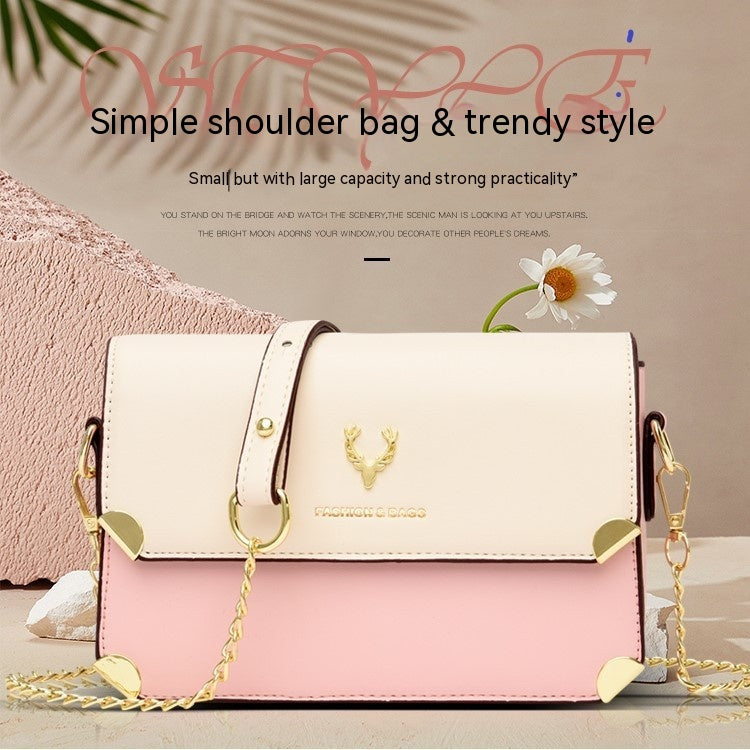 Fashion Color Contrast Deer Head Chain Crossbody Bag apparels & accessories