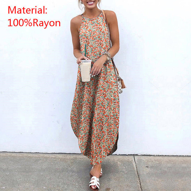 Sexy Sleeveless Print Maxi Dress apparel & accessories