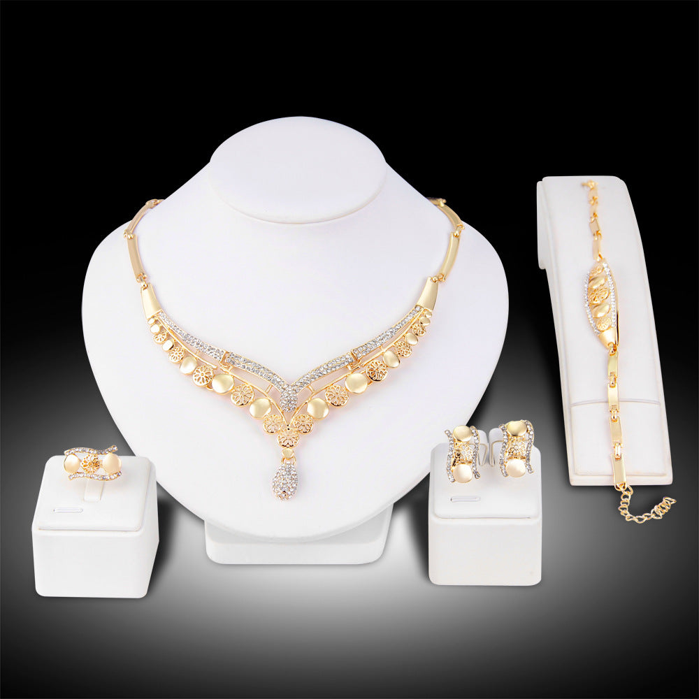 European And American Exaggerated Women's Bridal Jewelry Four Sets Jewelry