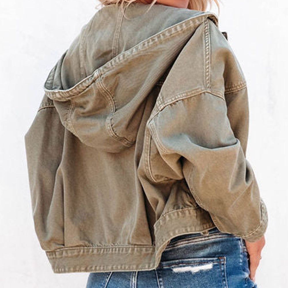 Hooded Dropped Shoulder Denim Jacket apparel & accessories