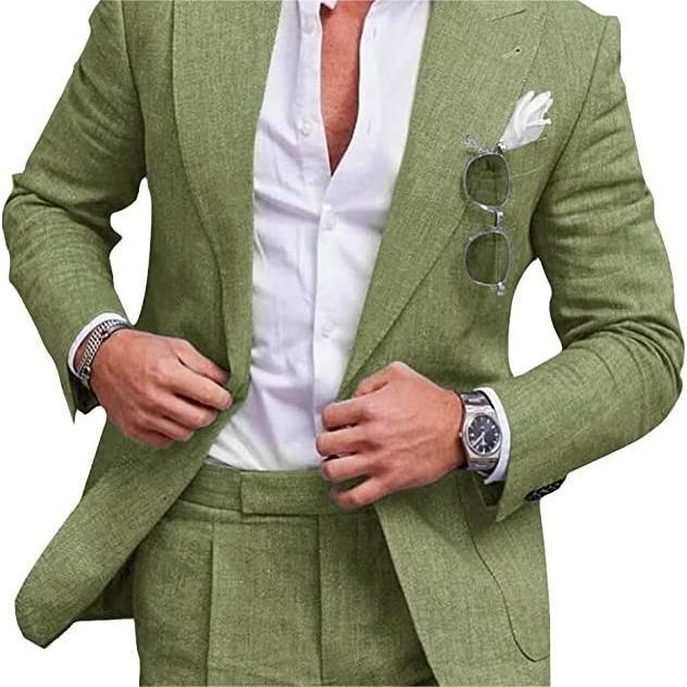 Men's Large Single Row One Button Solid Color Suit Two-piece Set apparel & accessories