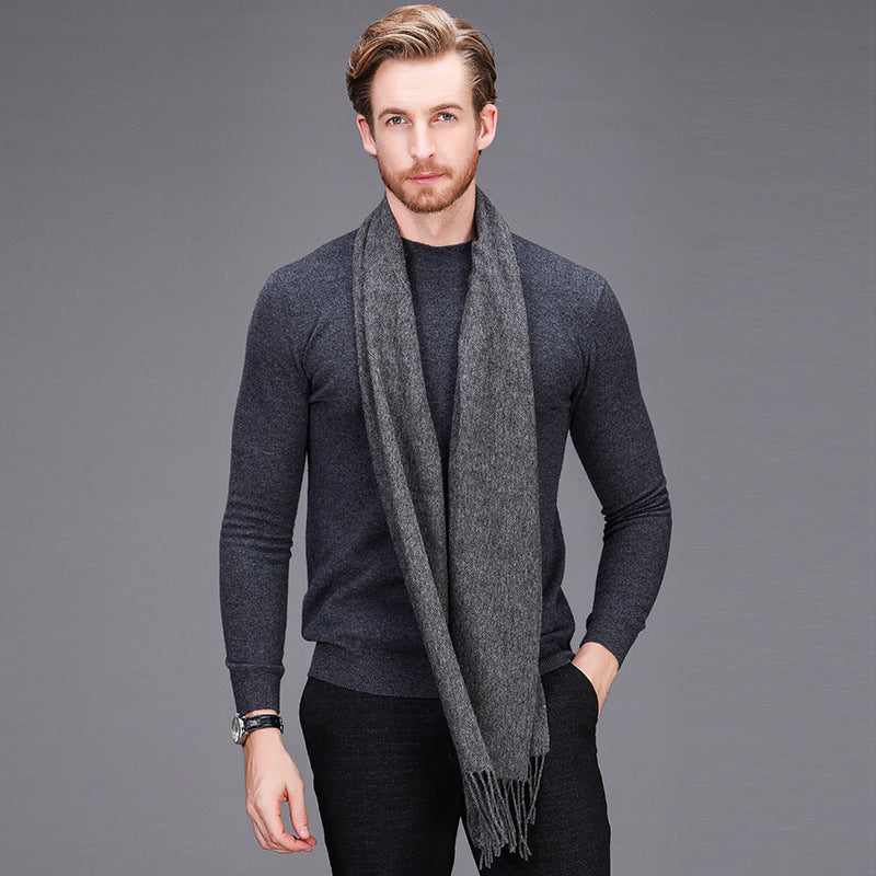 High-end brand winter cashmere scarf Men and women with pure wool warm retro thickened long collar Men's Scarves