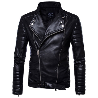 PU Leather Motorcycle Jacket men's clothing