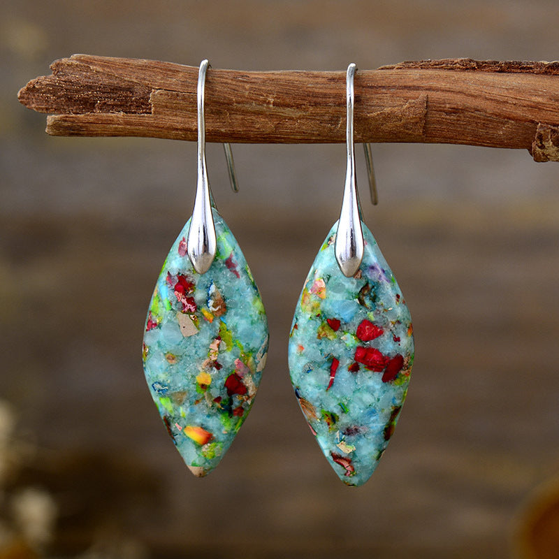 Bohemian Natural Stone Leaf Pendant Earrings apparel & accessories