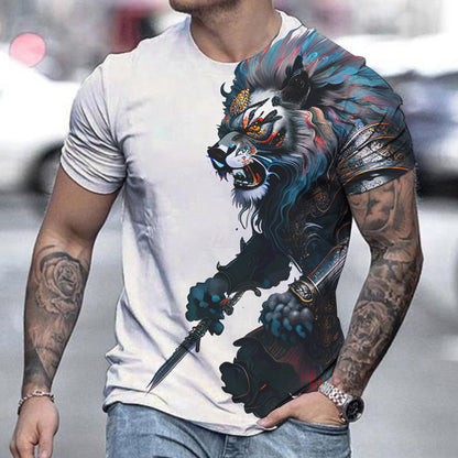 Men's Casual Lion Printing Short-sleeved T-shirt T-Shirts & hoodies