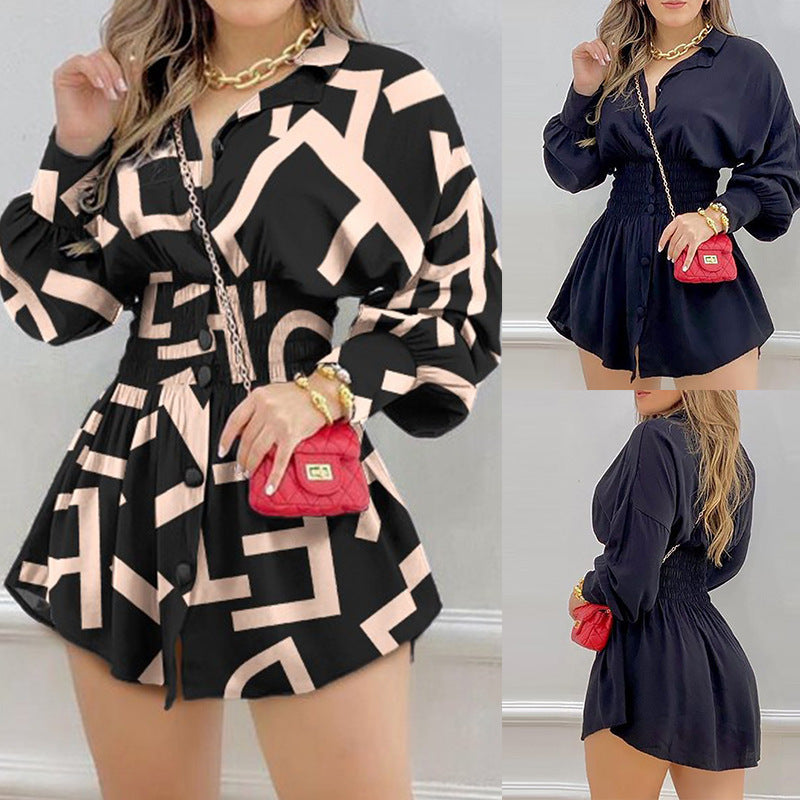 Autumn Fashion Printed Waist Shirt Folds apparels & accessories