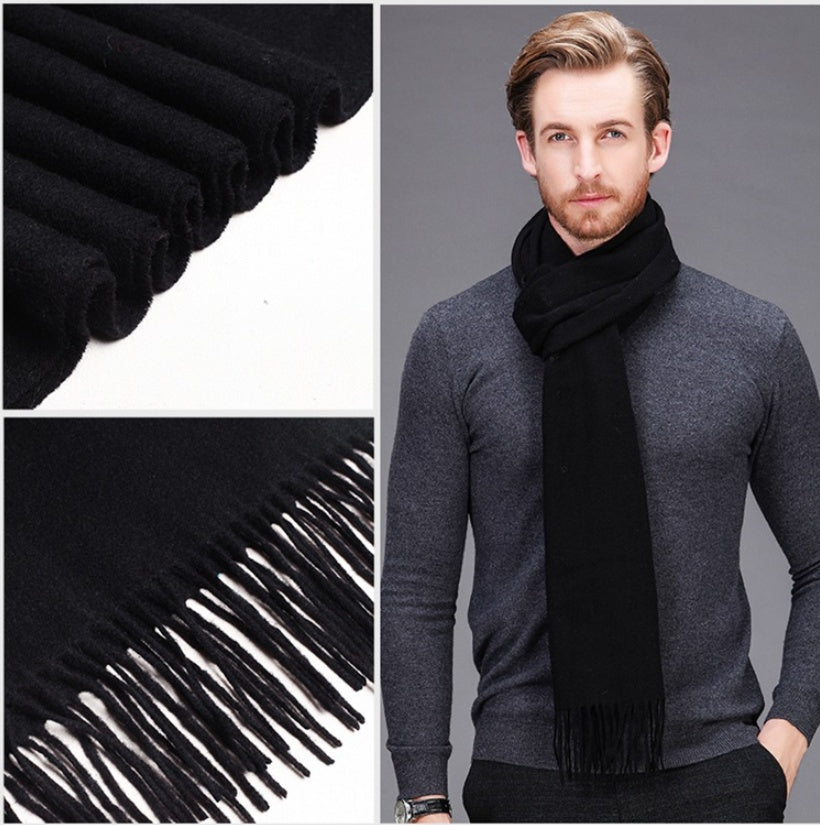 High-end brand winter cashmere scarf Men and women with pure wool warm retro thickened long collar Men's Scarves