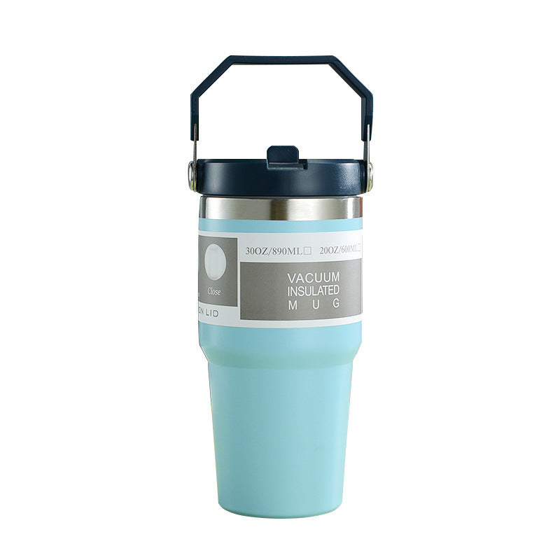 Portable Car Cup Stainless Steel Cup Travel Sports Water Bottle With Handle Cover Coffee Tumbler Cup HOME