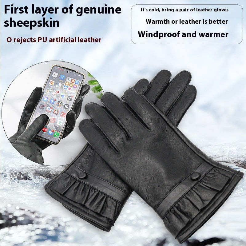 Genuine Leather Gloves Men's Winter Velvet Cold Protection apparels & accessories