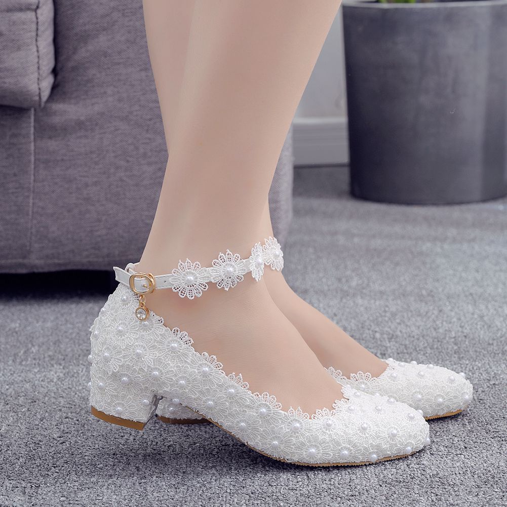 Women's White Lace Wedding Shoes Shoes & Bags