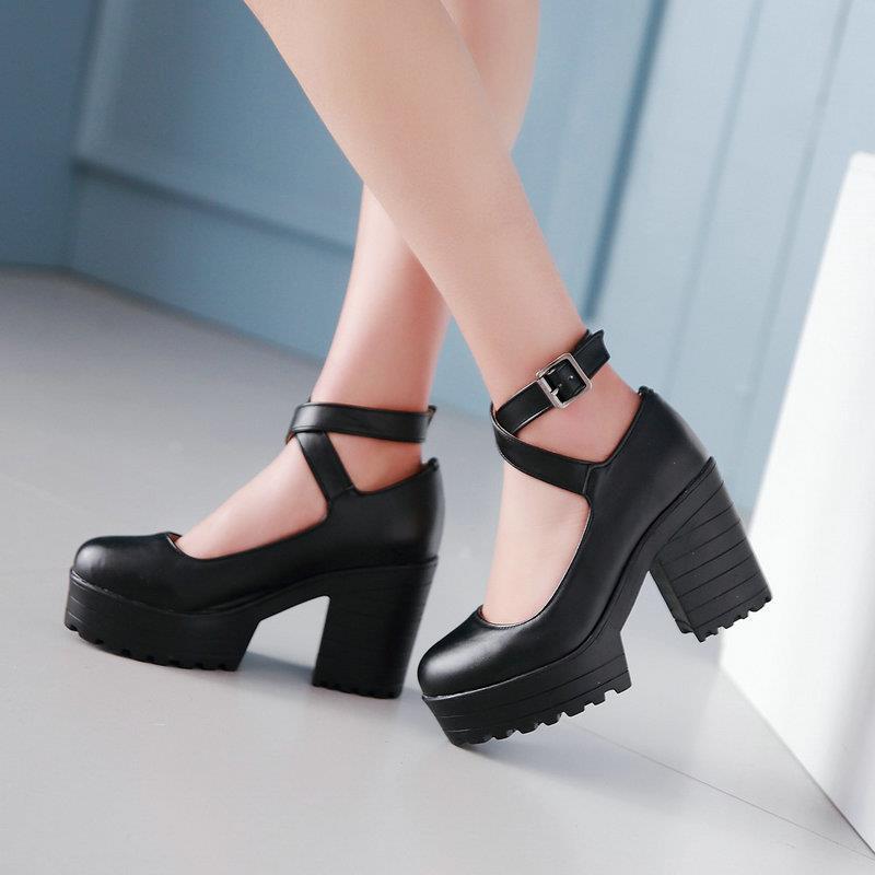 Women's Fashionable Chunky Heel Platform High Shoes Shoes & Bags