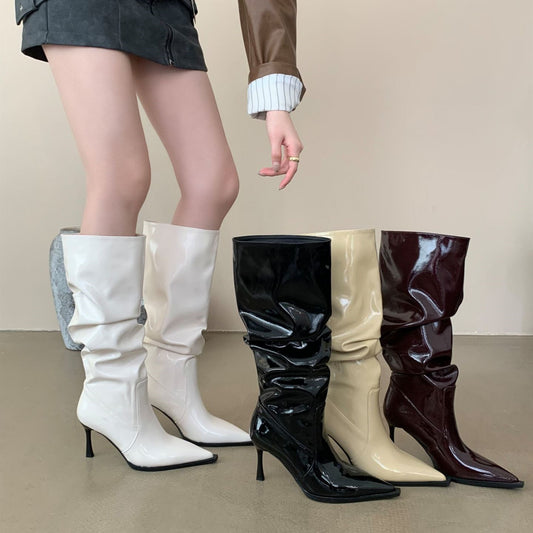 High Heel Pointed Toe Long Boots Shoes & Bags