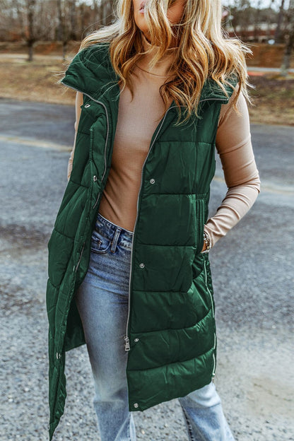 Longline Hooded Sleeveless Puffer Vest apparel & accessories