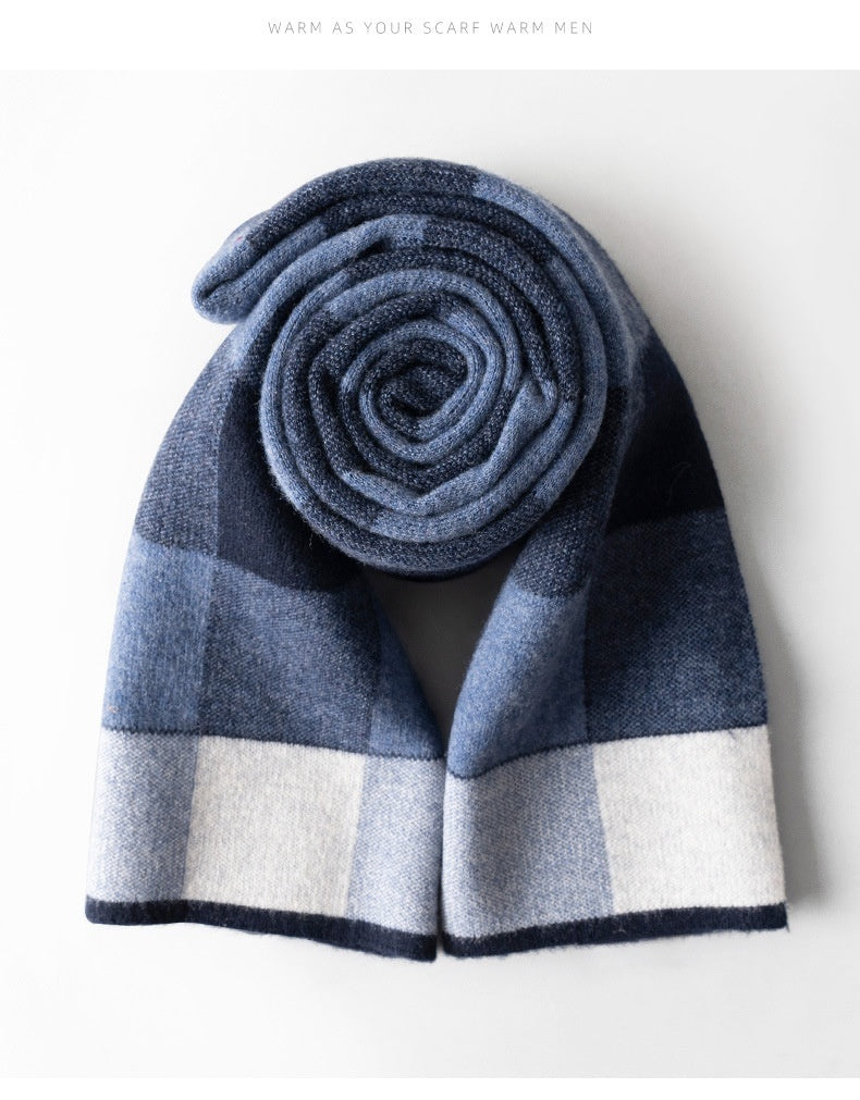 Wool Scarf Men's Winter Plaid Double-sided Scarf Men's Scarves