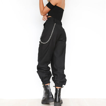 Sports Casual Pants Harem Wide Leg Belt Chain apparel & accessories