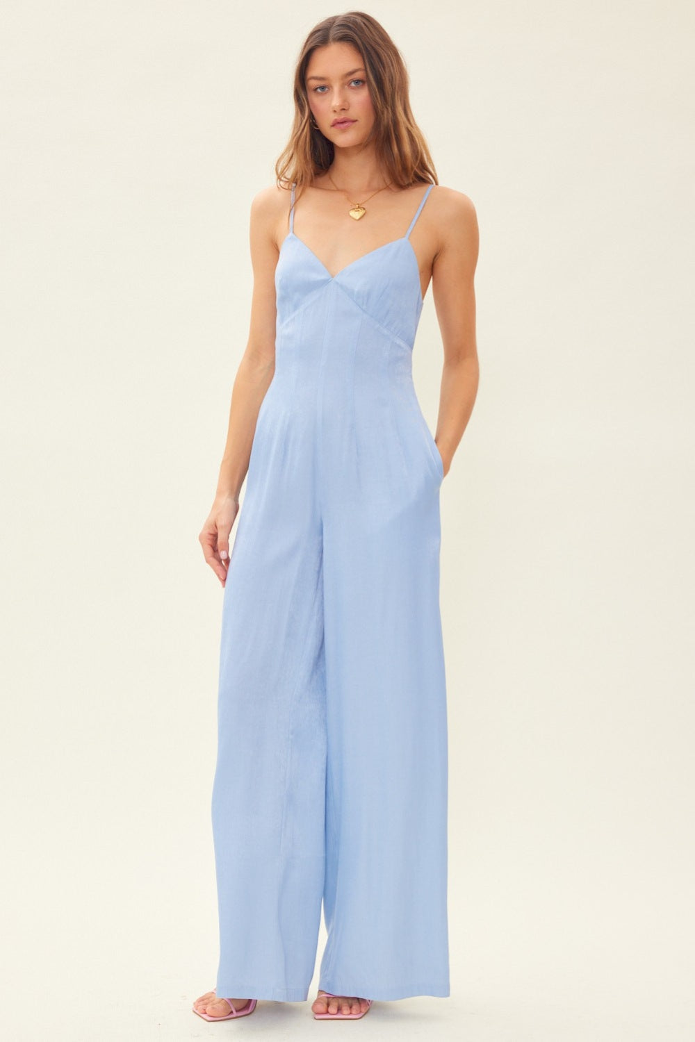 Idem Ditto Drawstring Back Sleeveless Wide Leg Jumpsuit Dresses & Tops