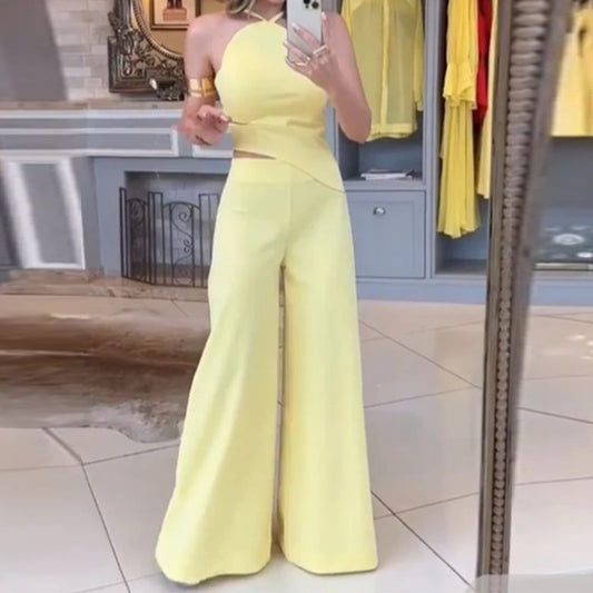 Women's Fashion Solid Color Wide Leg Jumpsuit apparel & accessories