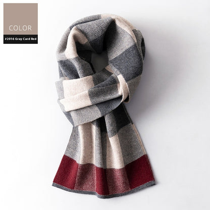 Wool Scarf Men's Winter Plaid Double-sided Scarf Men's Scarves