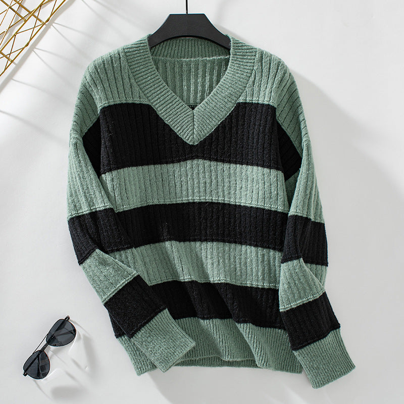 V-neck Women's Knitwear Loose Retro Pullover apparels & accessories