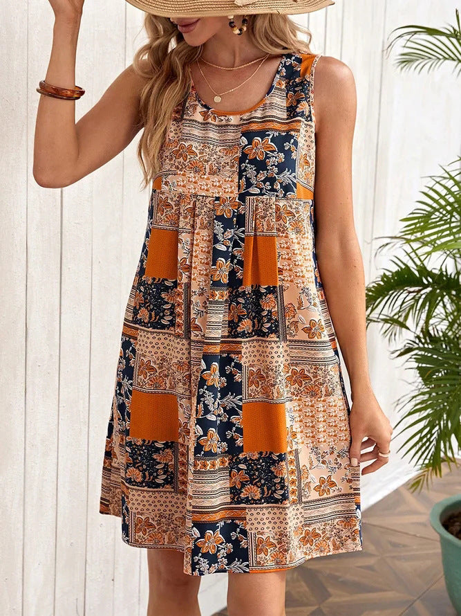 Spring And Summer Women's Clothing Women's Trendy Short Vest Printed Dress apparels & accessories